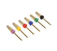 HOHXFYP 6 Pièces Forets À Ongles, Petit Baril À Dessus Plat Ensemble de Forets À Ongles À Tige de 3/32", Acier Inoxydable 6 Forets À Ongles Acryliques 5 en 1 Différents, Foret À Cuticules
