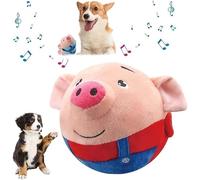 HOIDOKLY 2024 Jouet en peluche mobile couineur pour chien - Jouet interactif pour chiot - Sauter, parler, chanter (rouge)