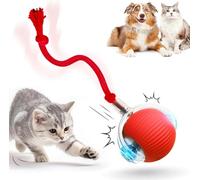 HOIDOKLY Balle à rouler interactive 2025 - Jouet interactif rechargeable - Pour chat, chien, animal de compagnie - Matériaux durables et sûrs - Rouge