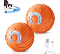 HOIDOKLY Balles de Saut Intelligentes pour Chien, Mise à Niveau 2025 Balles de Rebond Duraspin - Roulement Automatique et Interactif - Jouet interactif pour Petits Chiens (Orange-2PCS)
