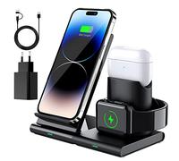 HOIDOKLY Chargeur Induction 3 en1 Chargeur sans Fil Rapide Station de Charge pour iPhone 14/14 Pro/13/12/11 Pro Max/XS/XR/X/8 Plus, iWatch 8/7/6/5/4/3/2/SE, AirPods Pro/3/2/1(18W Adaptateur Inclus)