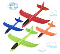 Hoiloie Lot de 4 avions en polystyrène XXL de 44 cm avec 2 modes de vol pour enfants, garçons et filles de 3 à 10 ans