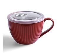 Hoilse Bol à soupe en céramique avec poignée - Grande tasse à café de 710 ml - Tasse à soupe Jumbo avec couvercles pour petit-déjeuner, céréales, avoine, café, thé, passe au lave-vaisselle et au