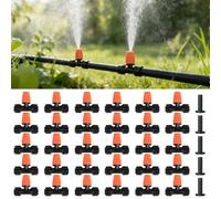 HOINCO 30 Pcs Doseurs à Spray d'Irrigation Goutte à Empilage Rapide, Buse Atomisante à Trois Voies avec Débit d'Eau Adjustable,pour Système d'Irrigation Goutte dans les Plantes Terrasses. (Orange)