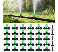 HOINCO 30 Pcs Émetteurs pulvérisateurs à encliquetage pour tuyau 1/4" | bouche d'atomisation de débit d'eau réglable avec 4 bouchons d'extrémité. (Green)