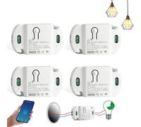 HOISGEAR Lot de 4 modules d'interrupteurs intelligents - Interrupteur Wi-Fi pour Smart Life - Compatible avec Alexa et Google Assistant