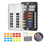 HOISGEAR Porte-fusibles 12 compartiments ATC/ATO 12 V/24 V CC 12 V 100 A avec 16 fusibles et indicateur LED pour voiture, bateau, camion, camping-car, van