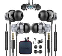 HOISTAC Écouteurs Intra-Auriculaires avec Microphone, écouteurs magnétiques Sport, Isolation du Bruit, Haute définition, Basses puissantes pour Huawei, Samsung, Xiaomi, Oppo etc(2 Packs)