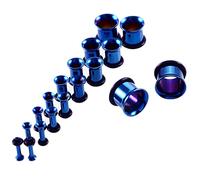Hoisy 18Pièces Piercing Lobe, Bougie Ecarteur Oreilles 1.6mm-10mm(14G-00G), Cerceau Piercing Tunnel, Acier Inoxydable, Bleu Foncé