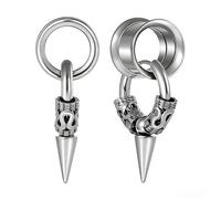 Hoisy 2 PCS Écarteurs Oreilles Pendant, Tunnel 8mm(0G) Oreille Acier Inoxydable Argent avec Cône