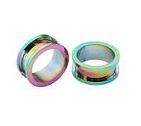 Hoisy 2 PCS Tunnels pour Oreille, 3mm(8G) Tunnel Ecarteur Oreille, Cerceau Multicolore, Acier Inoxydable, Multicolore