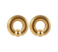 Hoisy 2PCS Kit Dilatateur, 6x16x8mm(2G) Plug Tunnel, Cerceau avec Boule, Acier Inoxydable, Or