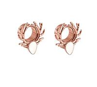 Hoisy 2PCS Kit Dilatateur, Tunnel Plug D'Oreille 16mm(5/8 inch), Bois de Cerf avec Goutte D’Eau, Acier Inoxydable, Blanc Or Rose