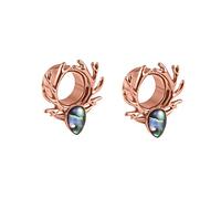 Hoisy 2Pièces Expansion de Lobe, Tunnel Ecarteur Oreille 8mm(0G), Bois de Cerf avec Goutte D’Eau, Acier Inoxydable, Or Rose Multicolore