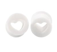 Hoisy 2Pièces Kit Dilatateur, Plug Tunnel 10mm(00G) Oreille, Coeur Blanc, Silicone, Blanc