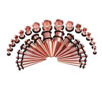 Hoisy 36Pièces Tunnels pour Oreille, Tente Tunnel 1.6mm-10mm(14G-00G) Oreille, Piercing Tunnel Cônes, Acier Inoxydable, Or Rose