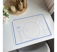 Hoisy 8 Set de Table Salle a Manger, 30 x 41.5 CM Set de Table Rectangulaire Salle a Manger Antidérapant Cuir Beige Blanc, Rectangle avec Motif Cuillère et Fourchette