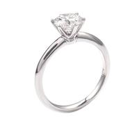 Hoisy 9K/14K/18K Bague Femme Or Blanc Bague Mariage Fiançailles Femme Moissanite Bague Solitaire Ronde avec 1 Ct Moissanite, 51 (16.2), Moissanite, Moissanite