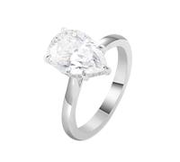 Hoisy Bague de mariage en or blanc 9 carats pour femme, bague solitaire pour femme, bague solitaire en moissanite blanche, larme taille poire, 54 (17.2), Moissanite, Moissanite
