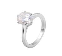 Hoisy Bague de mariage en or blanc 9K/14K/18 carats, alliance, alliance, alliance, pour femme, bague 6 griffes, solitaire ovale avec moissanite, 56 (17.8), Moissanite, Moissanite