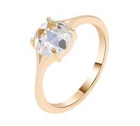 Hoisy Bague en or 9K pour femme avec pierre - Pour mariage - Bague solitaire en moissanite blanche ronde, 53 (16.9), Moissanite, Moissanite