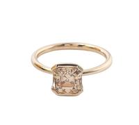 Hoisy Bague en or 9K pour femmes or étanche bague de mariage femme bague solitaire champagne moissanite asscher taille, 62 (19.7), Moissanite, Moissanite