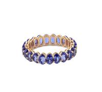 Hoisy Bague en or jaune 9 carats pour femme - Bague éternité - Bleu violet - Tanzanite ovale, 53 (16.9), tanzanite, Tanzanite