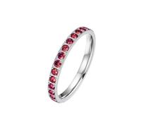 Hoisy Bague Promesse Acier Inoxydable Femme avec Gravure, 3MM Éternité Rond avec Zircone Cubique Bague de Femme en Argent Rouge, Taille 52