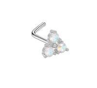 Hoisy Clou Nez Stud Piercing Acier Inoxydable Femme 0.8x7mm 20G, Triangle avec Zircone Cubique, Piercing Nombril Argent