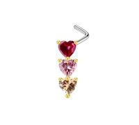 Hoisy Clou Nez Stud Piercing Acier Inoxydable Homme 0.8x7mm 20G, Coeur avec Zircone Cubique, Piercing Oreille Helix Argent Coloré