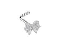Hoisy Clou Nez Stud Piercing Acier Inoxydable Homme 0.8x7mm 20G, Noeud Papillon avec Zircone Cubique, Piercing Argent Oreille Homme