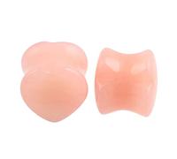 Hoisy Dilatateurs d’Oreille Set de 2, 6mm(2G) Ecarteurs Oreilles, Pierre Coeur Rose, Pierre, Rose