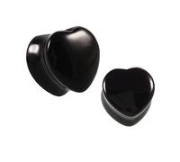 Hoisy Expansion de Lobe 2 PCS, 12mm(1/2 inch) Tunnels Oreilles, Pierre de Coeur Noire, Pierre, Noir