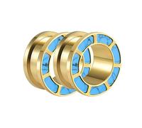 Hoisy Expansion de Lobe Set de 2, 10mm(00G) Bougie Ecarteur Oreilles, Rond Creux avec Opale, Acier Inoxydable, Bleu Argent
