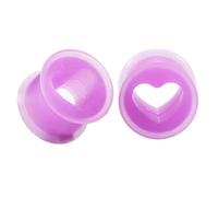 Hoisy Kit Dilatateur Lot de 2, Tunnel Plug 16mm(5/8 inch), Coeur Violet, Silicone, Violet
