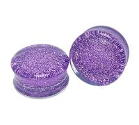 Hoisy Lot de 2 Kit Dilatateur, Piercing Tunnel Plug 6mm(2G), Paillettes Violett, Acrylique, Violet
