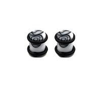 Hoisy Lot de 2 Kit Dilatateur, Tunnel Oreille 2.5mm(8G), Cylindre avec Silicone, Acrylique, Noir Blanc