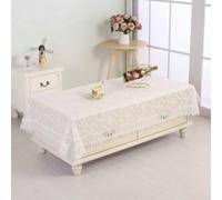 Hoisy Nappe Rectangulaire Blanc en Polyester pour Banquet 75 x 220 cm | Nappe de Table Motif Brodé Floral avec Bordure en Dentelle,Durable,Résistant aux plis,Tache-resistant,Entretien facile