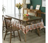 Hoisy Nappe Table Rouge Orange Vert Rectangle en Polyester 130 x 180 cm | Transparente Broderie de Feuilles d'Érable avec Bordure en Dentelle,Durable,Résistant aux plis,Tache-resistant