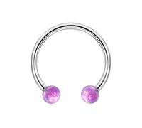 Hoisy Petit Horseshoe Piercing Nez Titane G23 Homme 1.2x8x3mm 16G, Rond avec Opal, Piercing de Nez Argent Violet