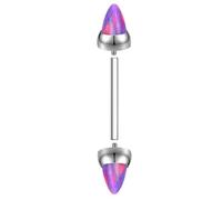 Hoisy Petit Piercing Nez Titane Homme 1.2x6mm 16G, Forme Cône avec Opale, Piercing Oreille Argent Violet