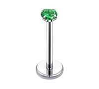 Hoisy Piercing Nez Stud Clou Acier Inoxydable 316L Homme 1.0x6x3mm 18G, 4 Griffes Rond avec Zircon Cubique, Piercing Oreille Vert Argent Homme