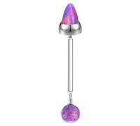 Hoisy Piercing Nez Stud Clou Titane Homme 4mm-1.2x12mm 16G, Rond et Forme Cône avec Opale, Piercing Oreille Homme Argent Violet