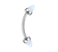 Hoisy Piercing Nez Stud Titane Femme 1.2x8mm 16G, Courbé avec Opale Cône Double Face Blanc, Piercing Argent Blanc Nez