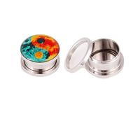 Hoisy Plugs d’Expansion 2PCS, 20mm(3/4 inch) Boucles d Ecarteur Oreilles, Rond avec Motif Yin Yang, Acier Inoxydable, Argent
