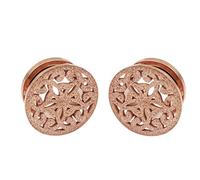 Hoisy Plugs d’Expansion 2Pièces, 12mm(1/2 inch) Tunnel Oreilles, Rond avec Fleur Creuse, Acier Inoxydable, Or Rose