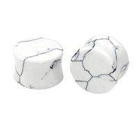 Hoisy Plugs d’Oreille 2PCS, Tunnel Pour Oreille 16mm(5/8 inch), Pierre Turquoise Blanc, Pierre, Blanc