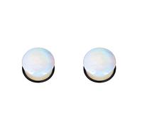 Hoisy Plugs d’Oreille Set de 2, Boucles d Ecarteur Oreilles 16mm(5/8 inch), Rond avec Pierre, Pierre, Blanc