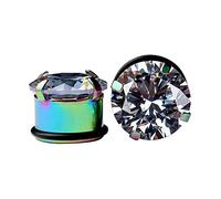 Hoisy Set de 2 Dilatateurs d’Oreille, 6mm(2G) Kit Ecarteur Oreille, avec Zircone Cubique, Acier Inoxydable, Multicolore