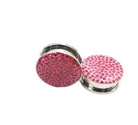 Hoisy Set de 2 Dilatateurs d’Oreille, Ecarteur Oreille 16mm(5/8 inch), Rond avec Zircone Cubique, Acier Inoxydable, Rose